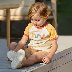 Dave&Bella Toddler Boys Summer Cotton Yellow T-shirt Short Pant Sets