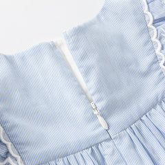 Dave&Bella Girls Summer Cotton Light Blue Flutter Sleeve Graceful Party Dress