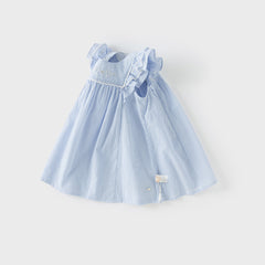 Dave&Bella Girls Summer Cotton Light Blue Flutter Sleeve Graceful Party Dress