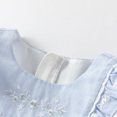 Dave&Bella Girls Summer Cotton Light Blue Flutter Sleeve Graceful Party Dress