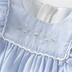 Dave&Bella Girls Summer Cotton Light Blue Flutter Sleeve Graceful Party Dress