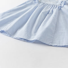 Dave&Bella Girls Summer Cotton Light Blue Flutter Sleeve Graceful Party Dress