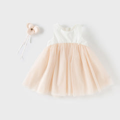 Dave&Bella Girls Summer Light Pink Floral Mesh Princess Dress