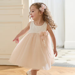 Dave&Bella Girls Summer Light Pink Floral Mesh Princess Dress