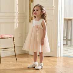 Dave&Bella Girls Summer Light Pink Floral Mesh Princess Dress