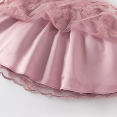 Dave&Bella Girls Summer Sleeveless Purple Pink Birthday Mesh Dress