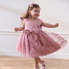 Dave&Bella Girls Summer Sleeveless Purple Pink Birthday Mesh Dress