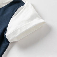 Dave&Bella Toddler Boys Summer Pure Cotton Fake-two-piece T-shirt Shorts Sets