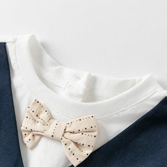 Dave&Bella Toddler Boys Summer Pure Cotton Fake-two-piece T-shirt Shorts Sets