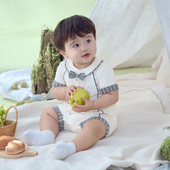 Dave&Bella Baby Boys Summer Casual White Indoor Comfortable Rompers
