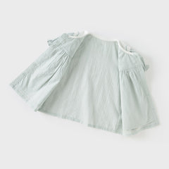Dave&Bella Toddler Girls Summer Pure Cotton Grey Green Cute T-shirts
