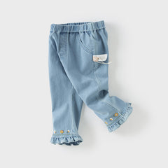 Dave&Bella Toddler Girls Summer Fashion Denim Blue Loose Jeans