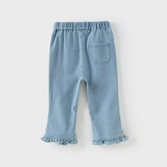 Dave&Bella Toddler Girls Summer Fashion Denim Blue Loose Jeans
