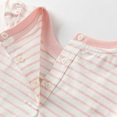 Dave&Bella Toddler Girls Summer Cute Pink White Striped Fake Two Piece Dress