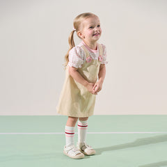 Dave&Bella Toddler Girls Summer Cute Pink White Striped Fake Two Piece Dress