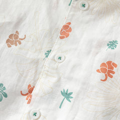 Dave&Bella Toddler Boys Summer Floral Print Shirt Khaki Shorts Sets