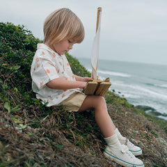 Dave&Bella Toddler Boys Summer Floral Print Shirt Khaki Shorts Sets