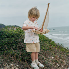 Dave&Bella Toddler Boys Summer Floral Print Shirt Khaki Shorts Sets