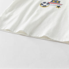 Dave&Bella Toddler Boys Summer White Breathable Cotton T-shirt Short Sets