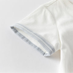 Dave&Bella Toddler Boys Summer White Breathable Cotton T-shirt Short Sets