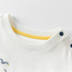 Dave&Bella Toddler Boys Summer White Breathable Cotton T-shirt Short Sets