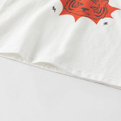 Dave&Bella Toddler Boys Summer Playful Tiger Print Soft Cotton T-shirt Tops