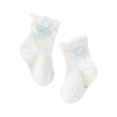 Dave&Bella Children Girls Summer Beige/Light Blue Lightweight Mesh Princess Short Socks