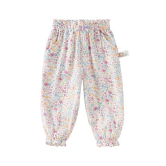 Dave&Bella Toddler Girls Summer Sweet Floral Print Mosquito-Proof Loose Pants