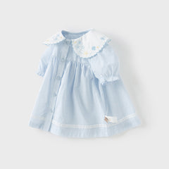 Dave&Bella Toddler Girls Summer Cotton Cute Light Blue Shirts