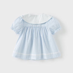Dave&Bella Toddler Girls Summer Cotton Cute Light Blue Shirts