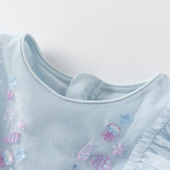 Dave&Bella Girls Summer Blue Mesh Sleeveless Party Dress