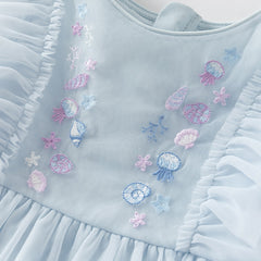 Dave&Bella Girls Summer Blue Mesh Sleeveless Party Dress