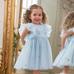 Dave&Bella Girls Summer Blue Mesh Sleeveless Party Dress