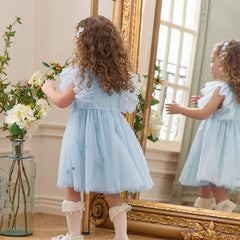 Dave&Bella Girls Summer Blue Mesh Sleeveless Party Dress