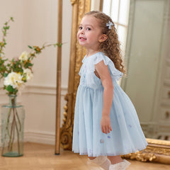 Dave&Bella Girls Summer Blue Mesh Sleeveless Party Dress