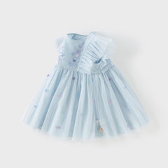 Dave&Bella Girls Summer Blue Mesh Sleeveless Party Dress