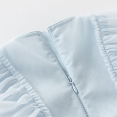 Dave&Bella Girls Summer Blue Mesh Sleeveless Party Dress