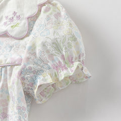 Dave&Bella Girls Summer Cotton Doll Collar Floral Dress