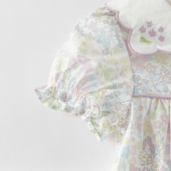 Dave&Bella Girls Summer Cotton Doll Collar Floral Dress