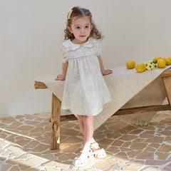 Dave&Bella Girls Summer Cotton Doll Collar Floral Dress