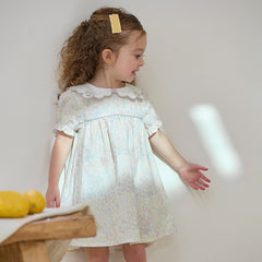 Dave&Bella Girls Summer Cotton Doll Collar Floral Dress