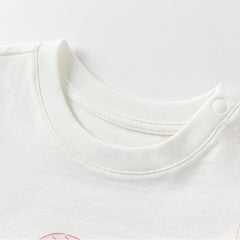 Dave&Bella Toddler Girls Summer Cute Rabbit Print White Soft Cotton T-shirt Tops