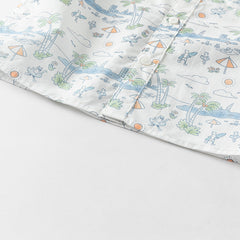 Dave&Bella Toddler Boys Summer White Print Comfortable Cotton Formal Shirt Tops