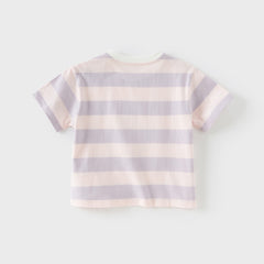 Dave&Bella Toddler Boys/Girls Summer Playful Striped Breathable Classic T-shirts Tops