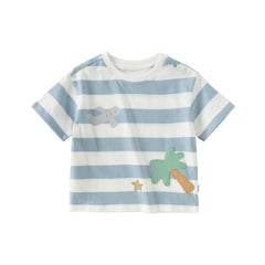 Dave&Bella Toddler Boys/Girls Summer Playful Striped Breathable Classic T-shirts Tops