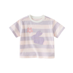 Dave&Bella Toddler Boys/Girls Summer Playful Striped Breathable Classic T-shirts Tops