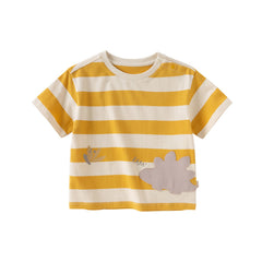 Dave&Bella Toddler Boys/Girls Summer Playful Striped Breathable Classic T-shirts Tops
