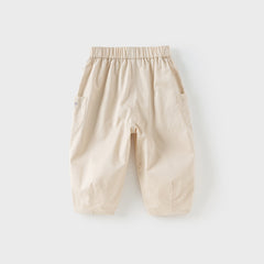 Dave&Bella Toddler Girls Summer Grey Purple/Apricot Loose Straight-leg Pants