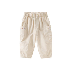 Dave&Bella Toddler Girls Summer Grey Purple/Apricot Loose Straight-leg Pants