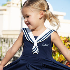 Dave&Bella Girls Summer Navy Blue Formal Naval Collar Dress